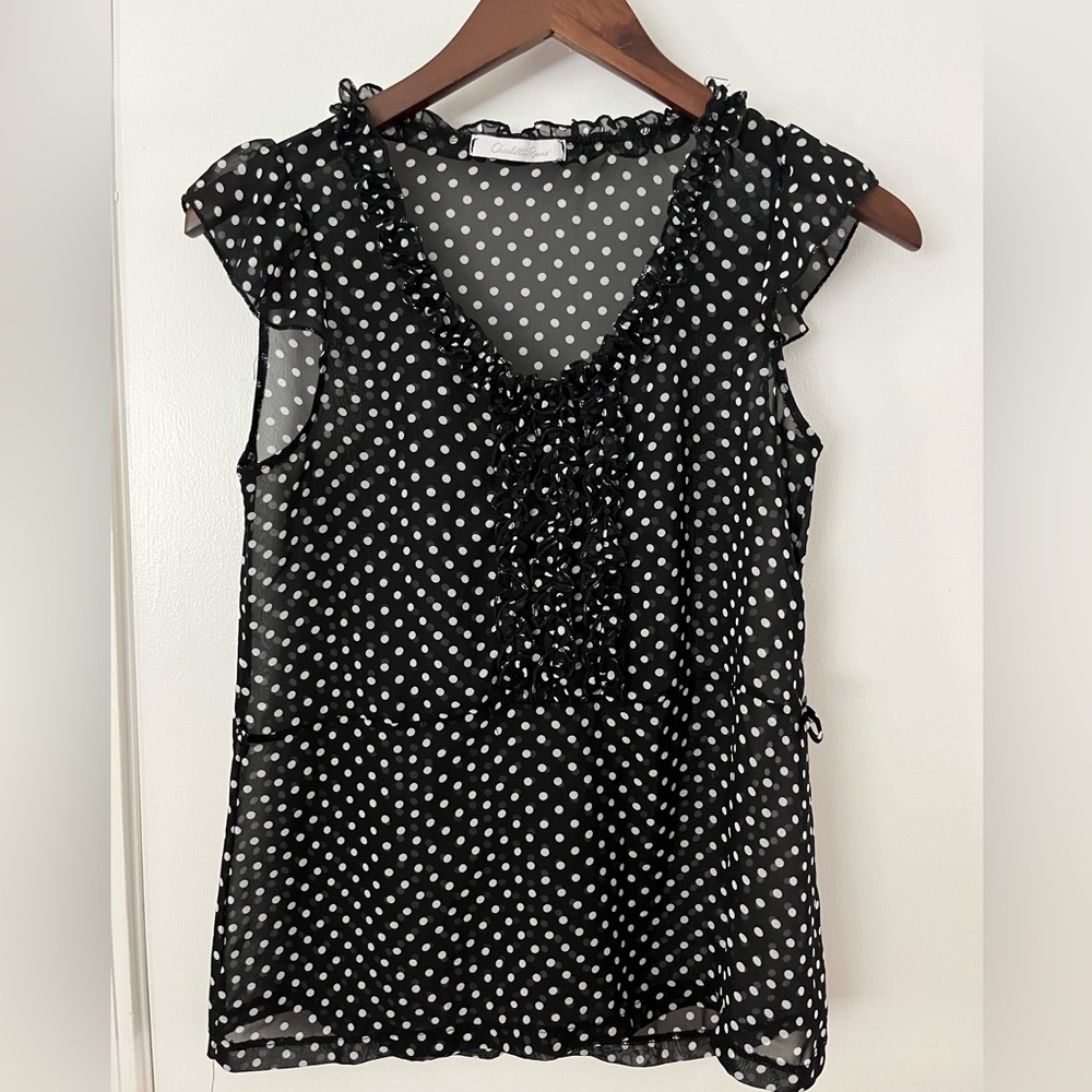 Polka Dot Short Sleeve Blouse